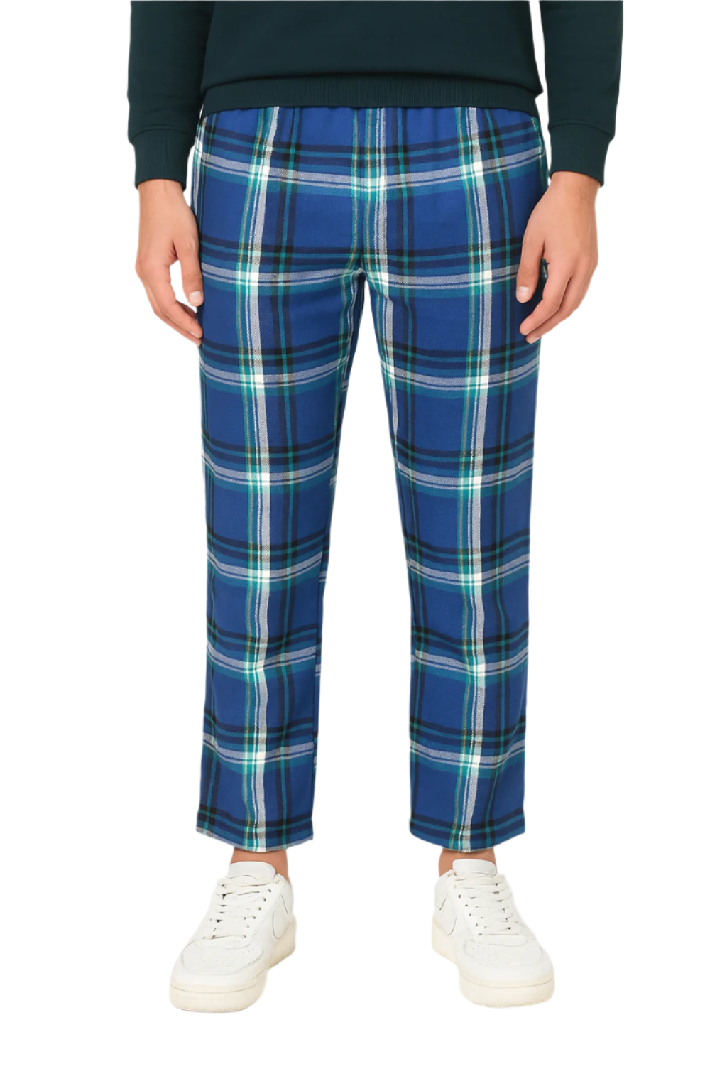 Hemsters Blue & Green Checks Lounge Pants For Mens