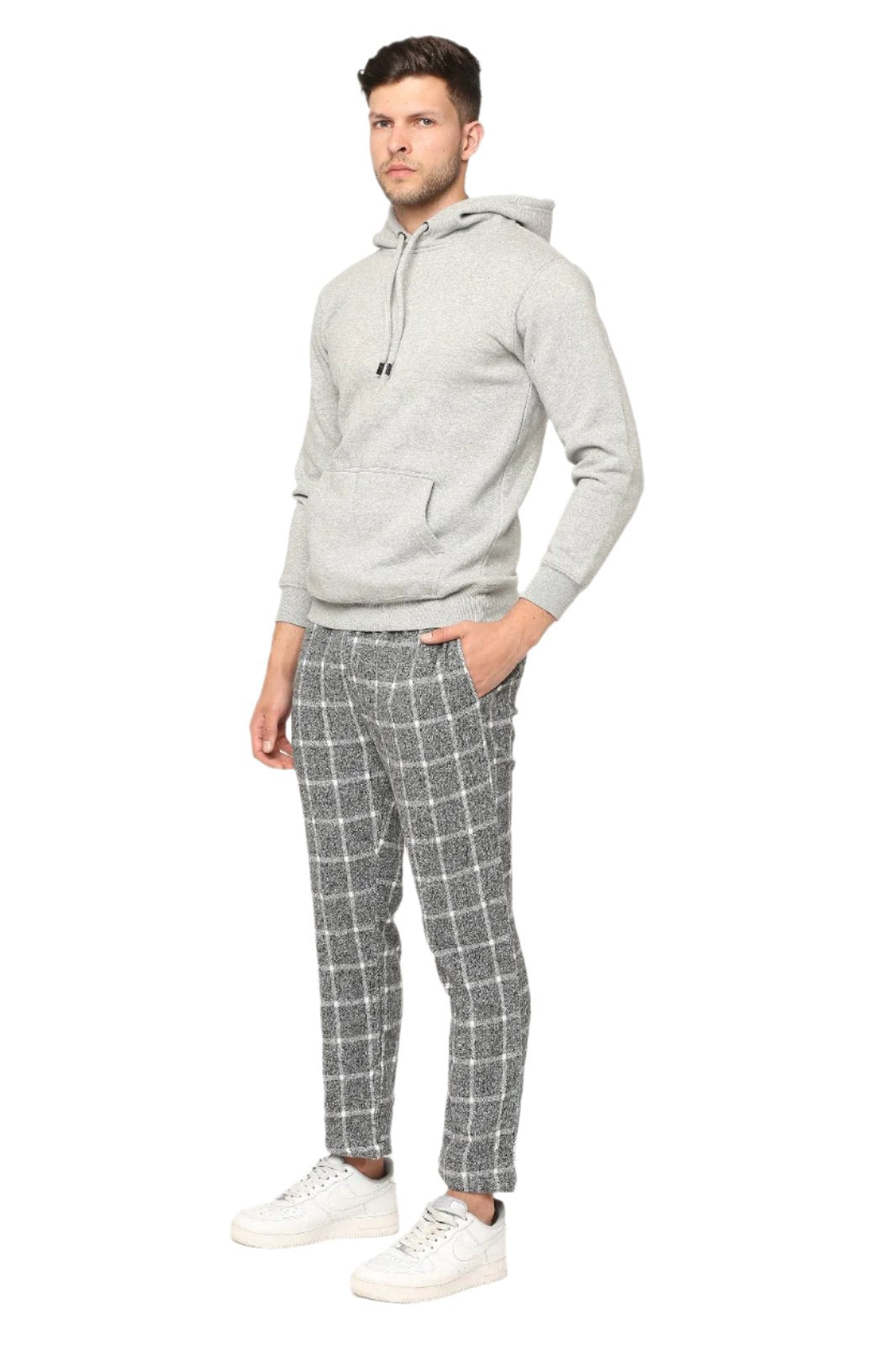 Hemsters Grey & White Checks Trackpant For Mens