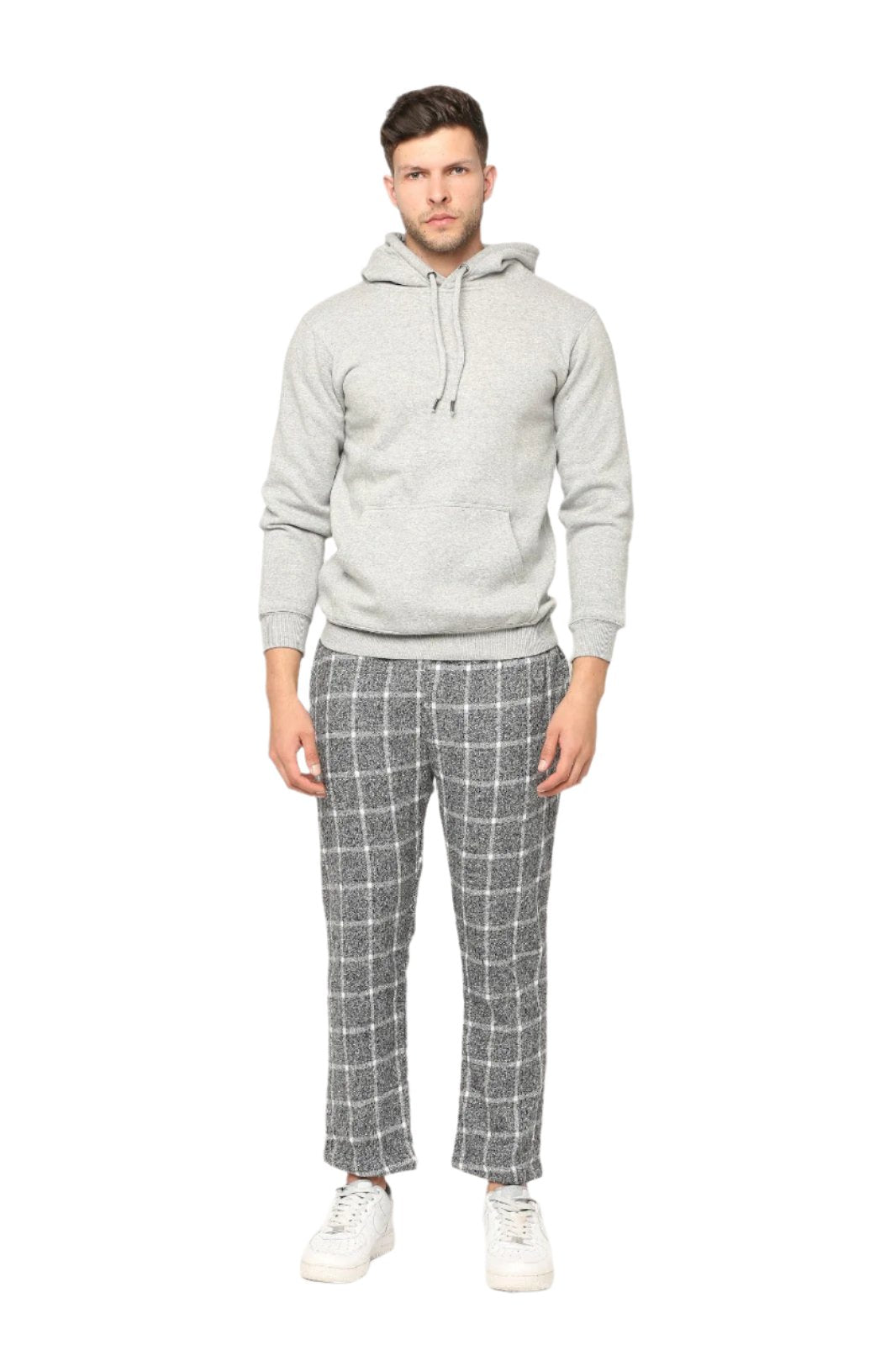 Hemsters Grey & White Checks Trackpant For Mens