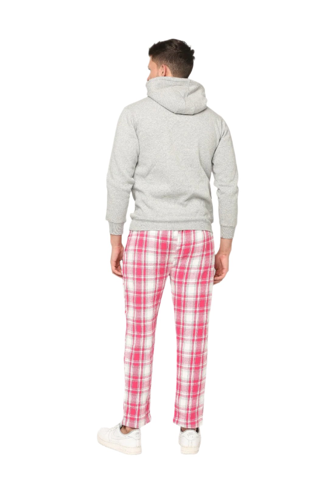 Hemsters White & Coral Checks Trackpant For Mens