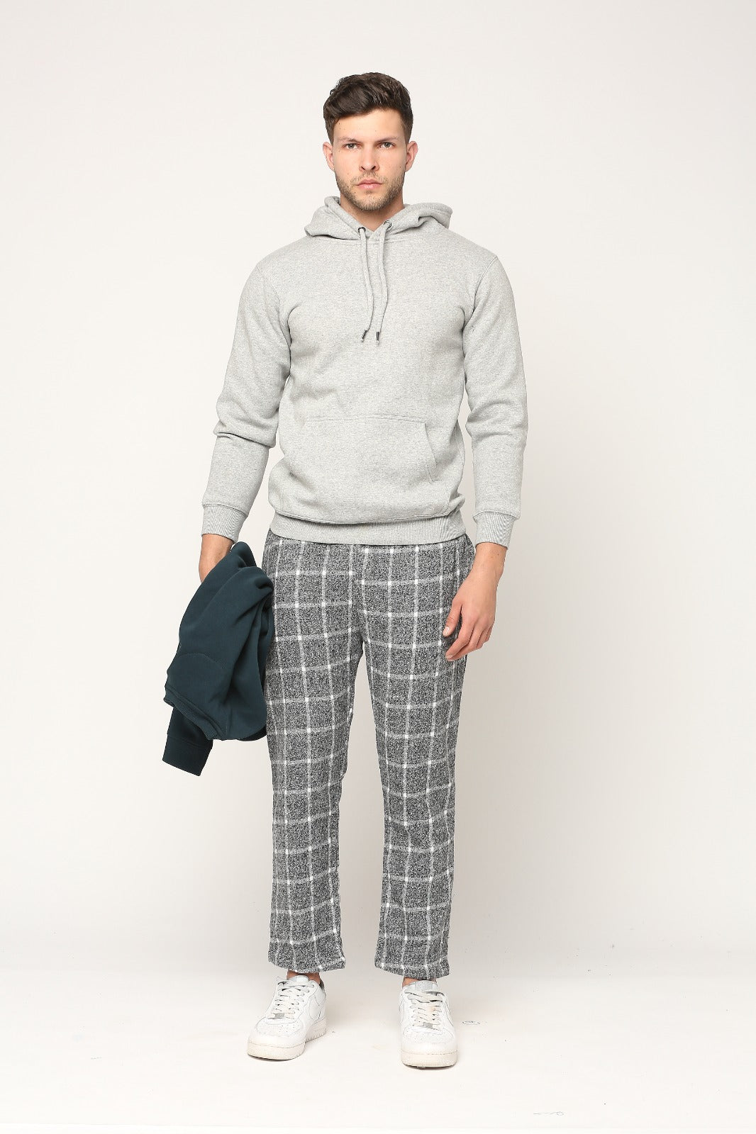 Hemsters Grey & White Checks Trackpant For Mens