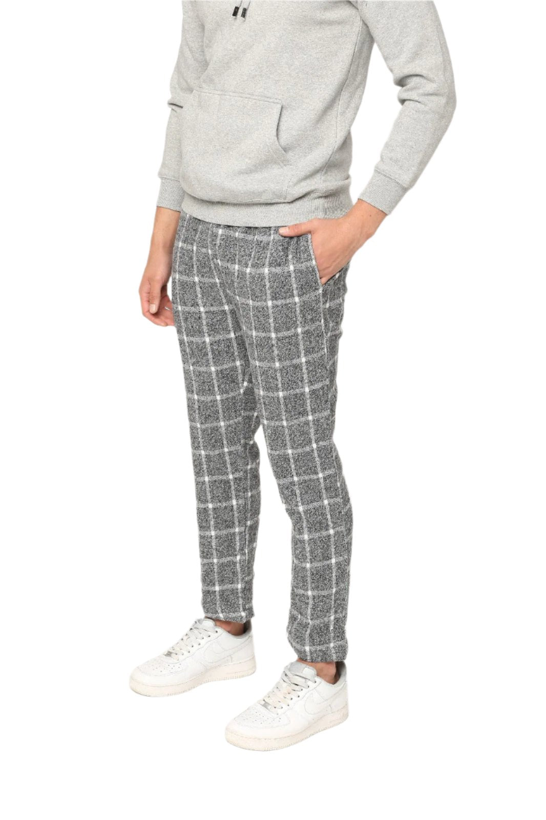 Hemsters Grey & White Checks Trackpant For Mens