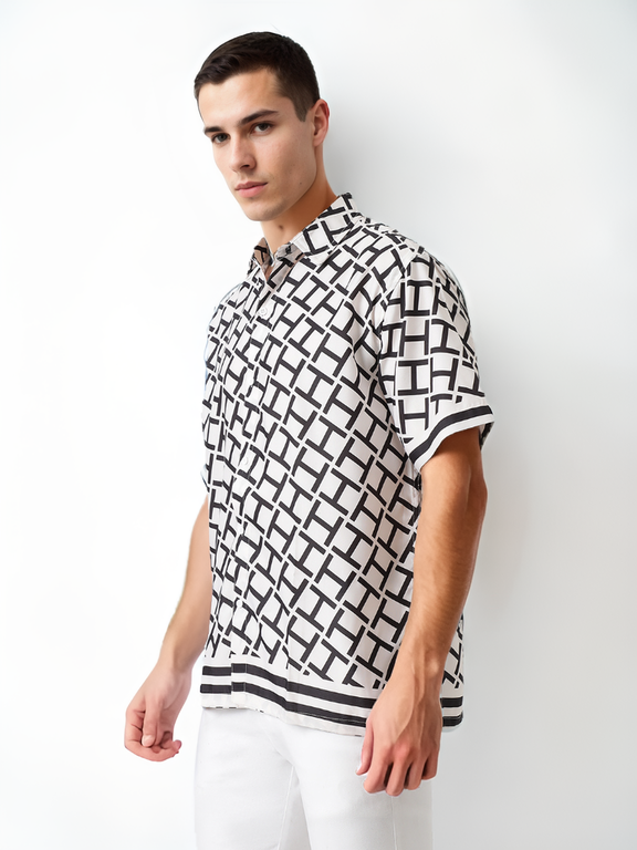 Hemsters Black & White Printed Shirt