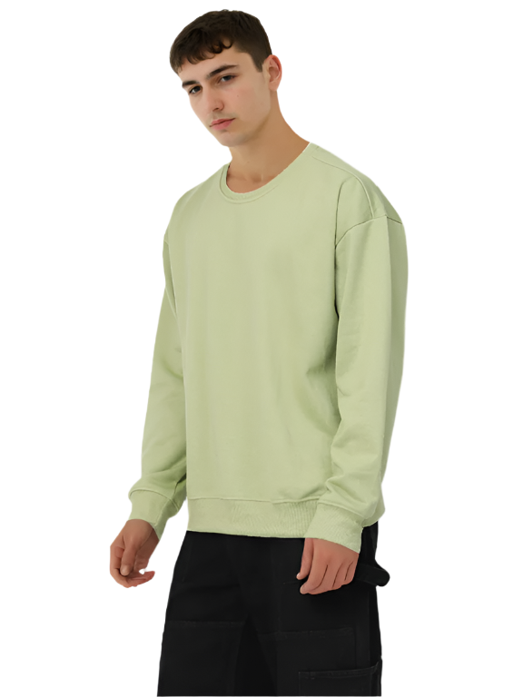 Hemsters Olive Green Knitted Full Sleevs Sweatshirt For Men