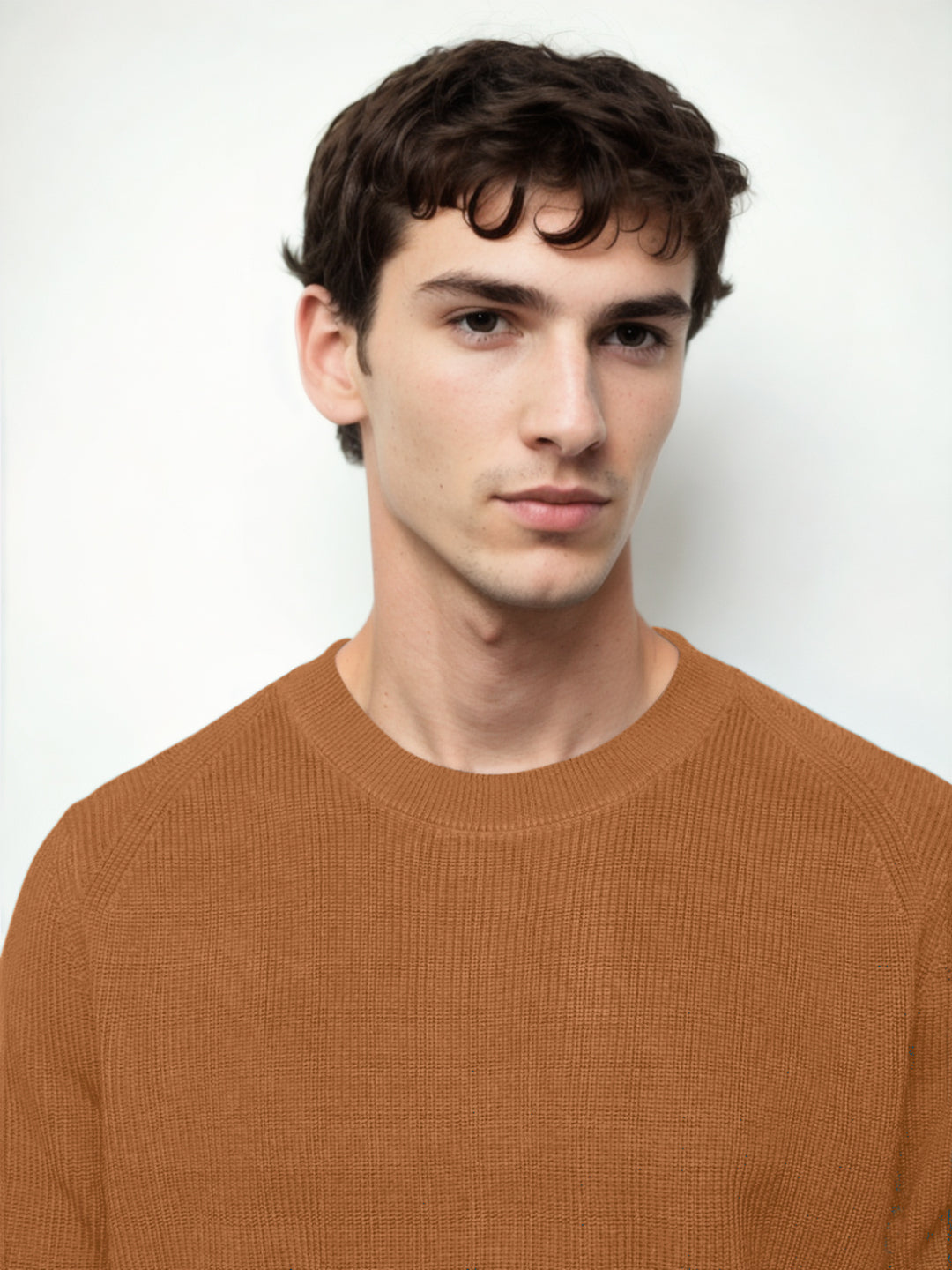 Hemstes Mustard Knitted Full Sleevs Sweatshirt For Men