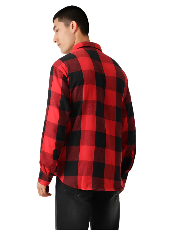 Hemsters Men Red Full Sleeves Checked Shirt