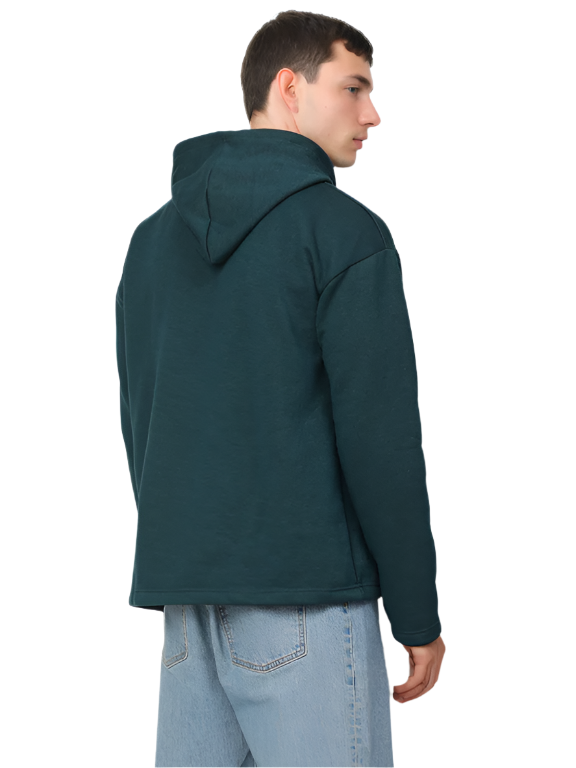 Hemsters dark green Full Sleeve Relaxed Fit Hoodie For Men