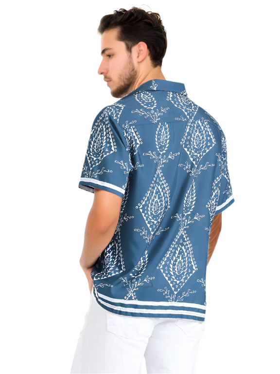 Hemsters Printed Tealish Blue Shirt