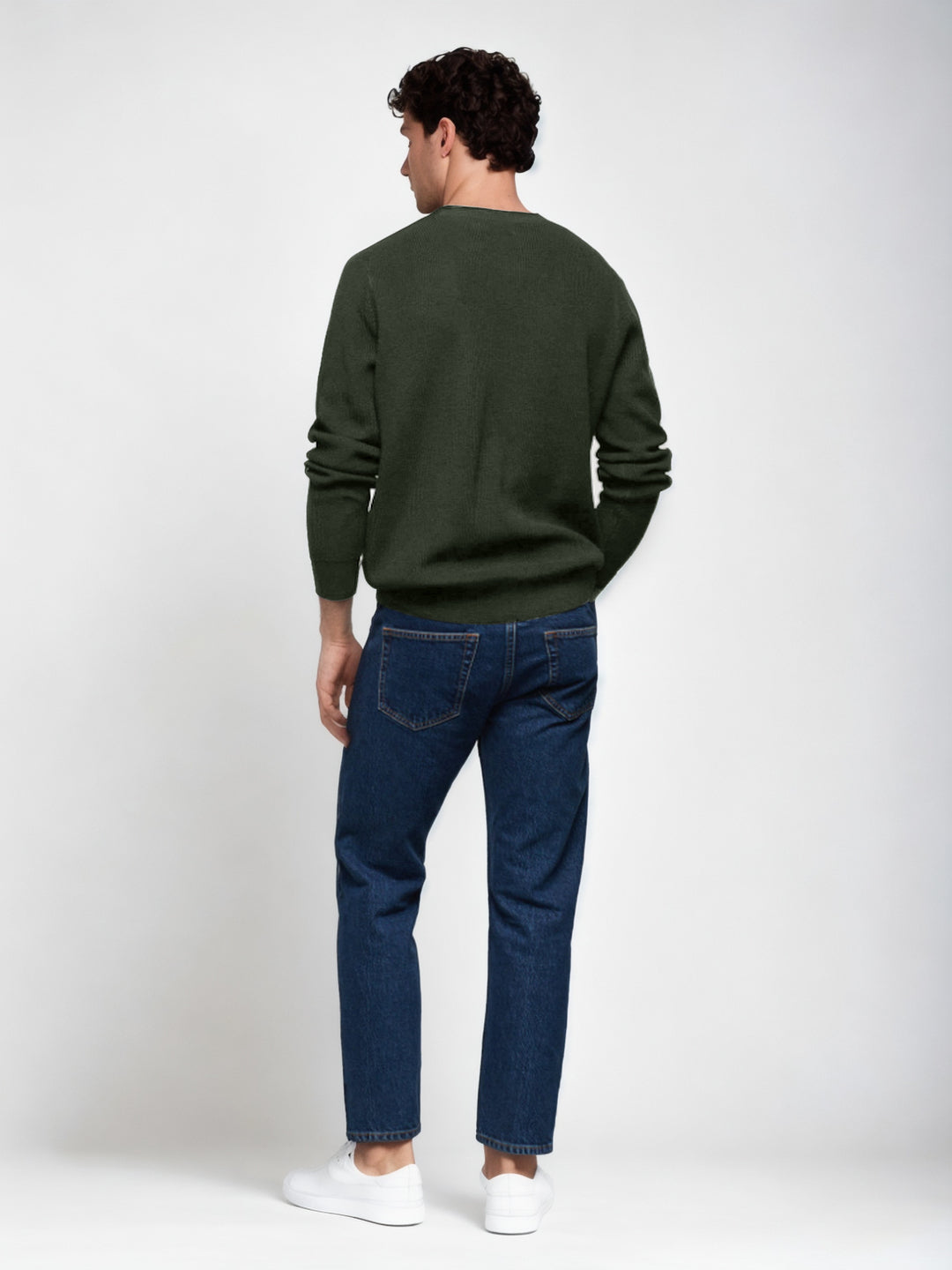 Hemsters Olive green Knitted Full Sleevs Sweatshirt For men
