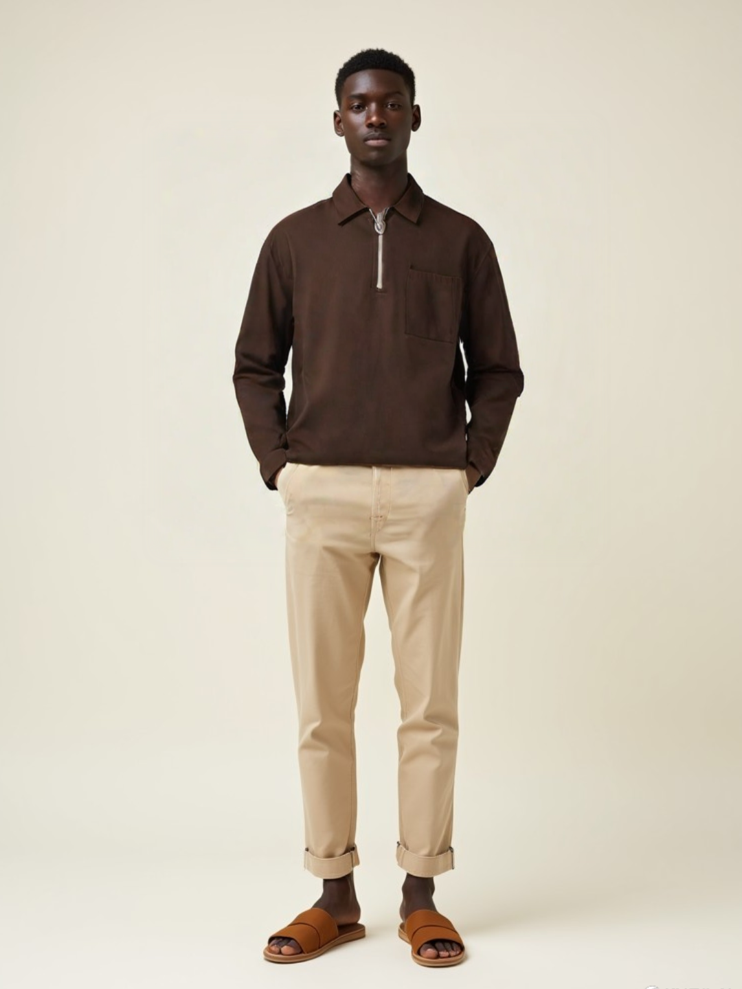 Hemsters Brown Zip Sweatshirt For Mens