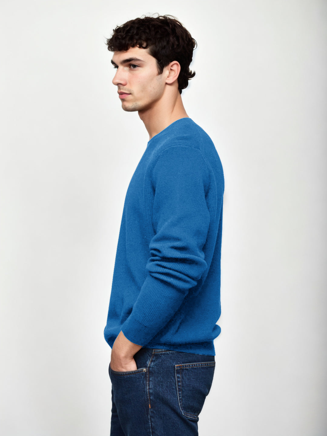 Hemsters Royal Blue Knitted Full Sleevs Sweatshirt For Men