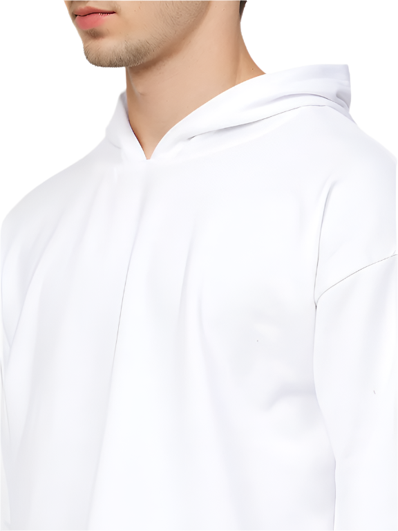 Hemsters White Full Sleeve Relaxed Fit Hoodie For Men