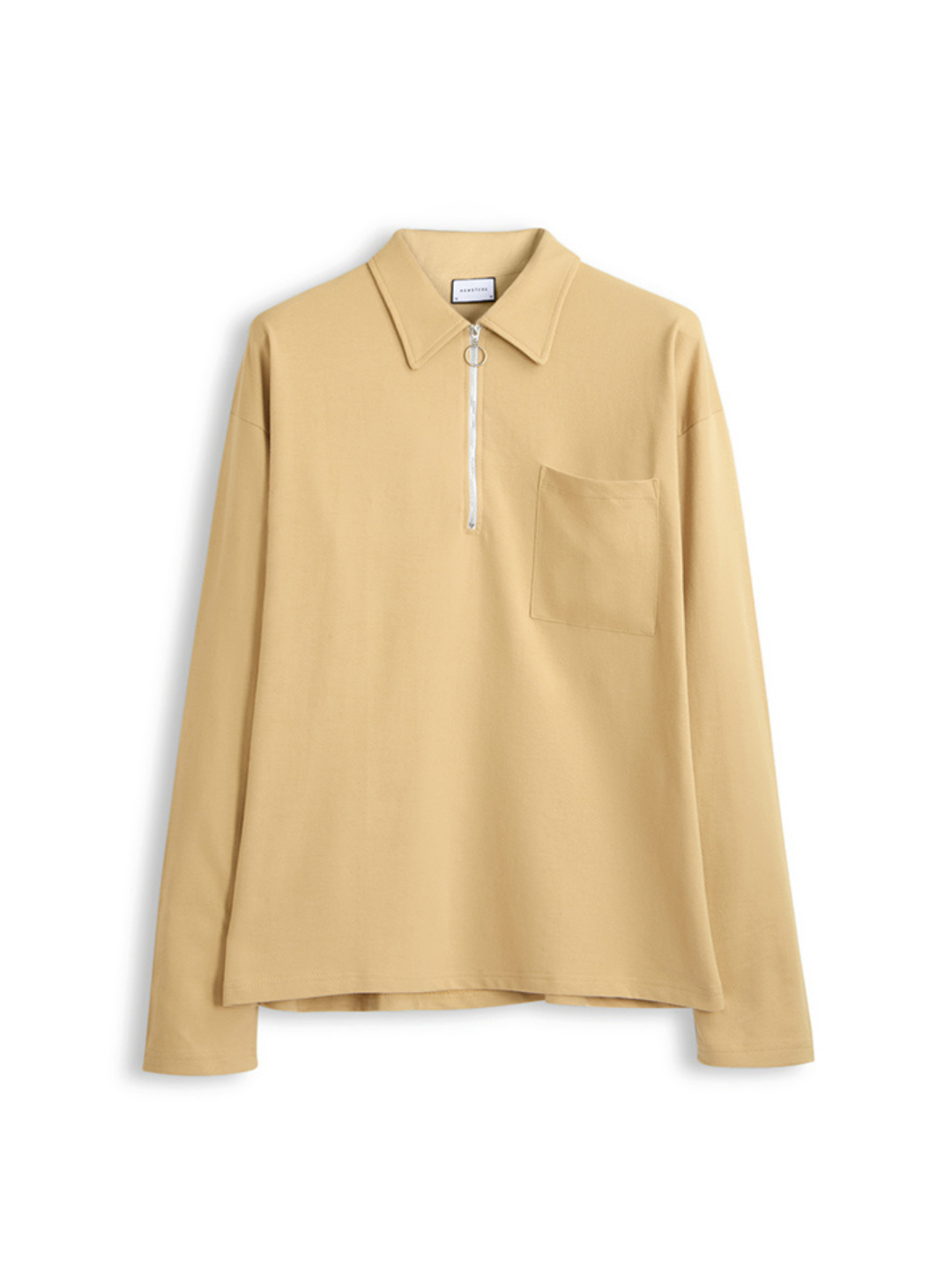 Hemsters Beige Zip Sweatshirt For Mens