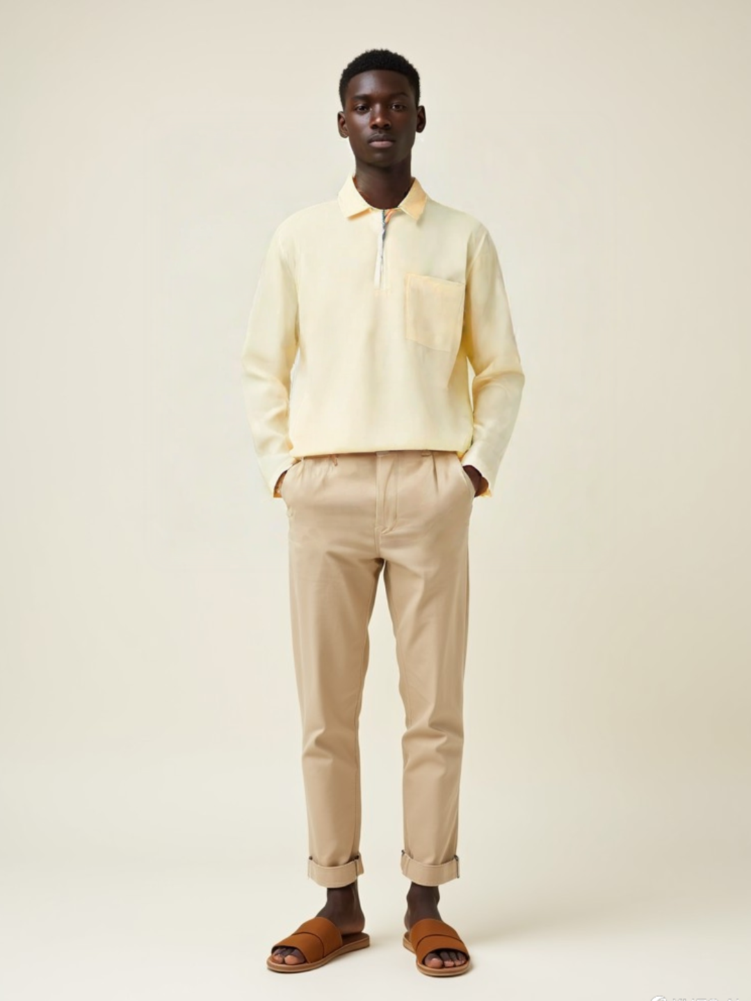 Hemsters Cream Zip Sweatshirt For Mens