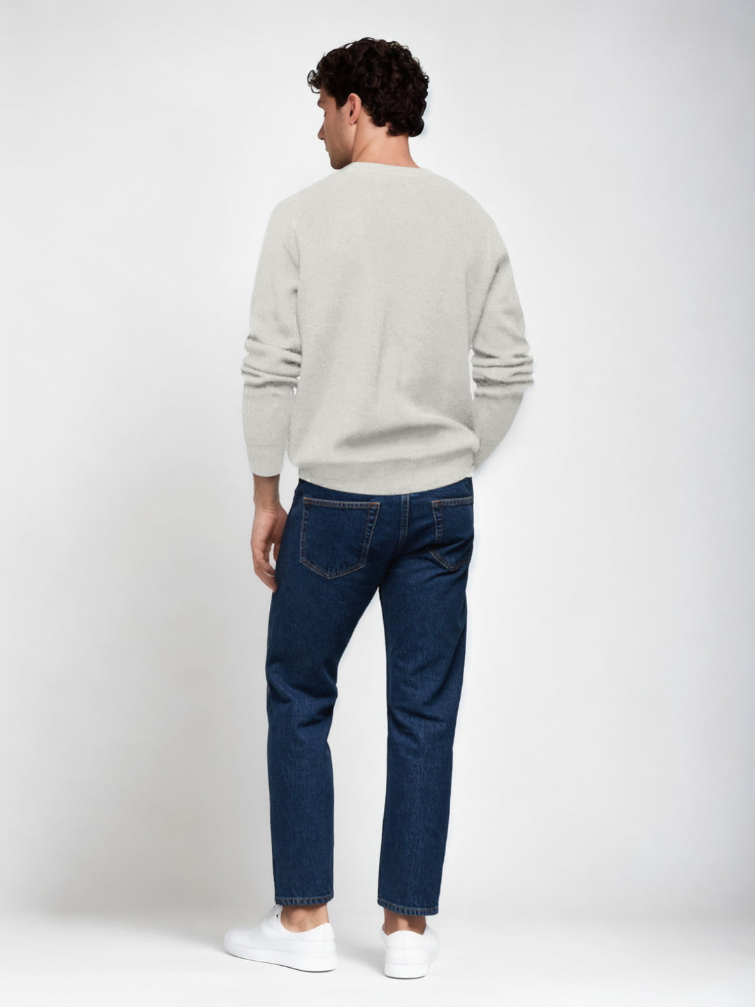 Hemsters Light grey Knitted Full Sleevs Sweatshirt For Men