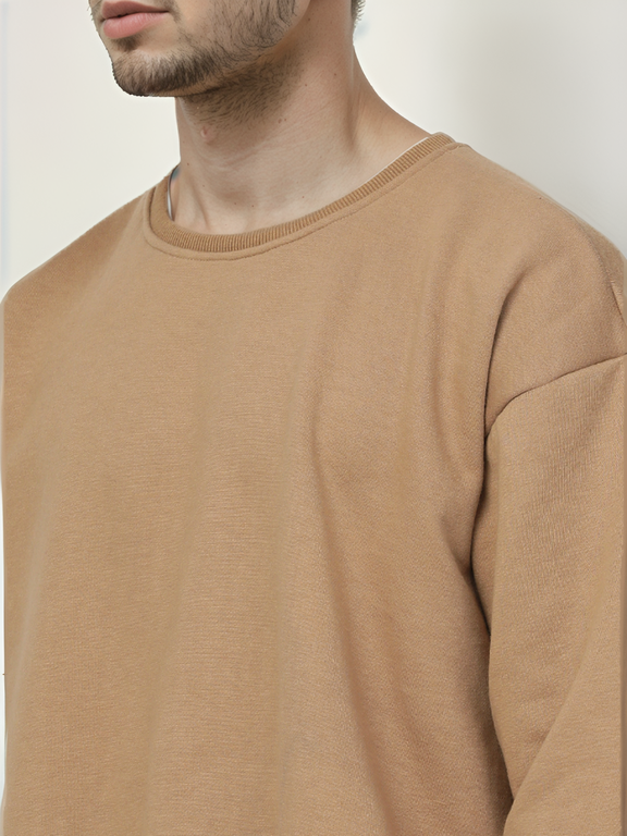 Hemsters Brown Knitted Full Sleevs Sweatshirt For Men