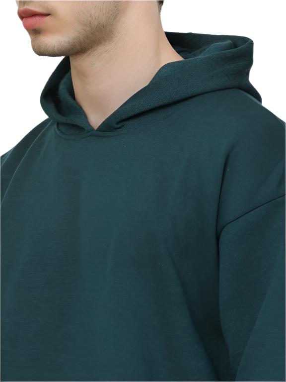 Hemsters dark green Full Sleeve Relaxed Fit Hoodie For Men