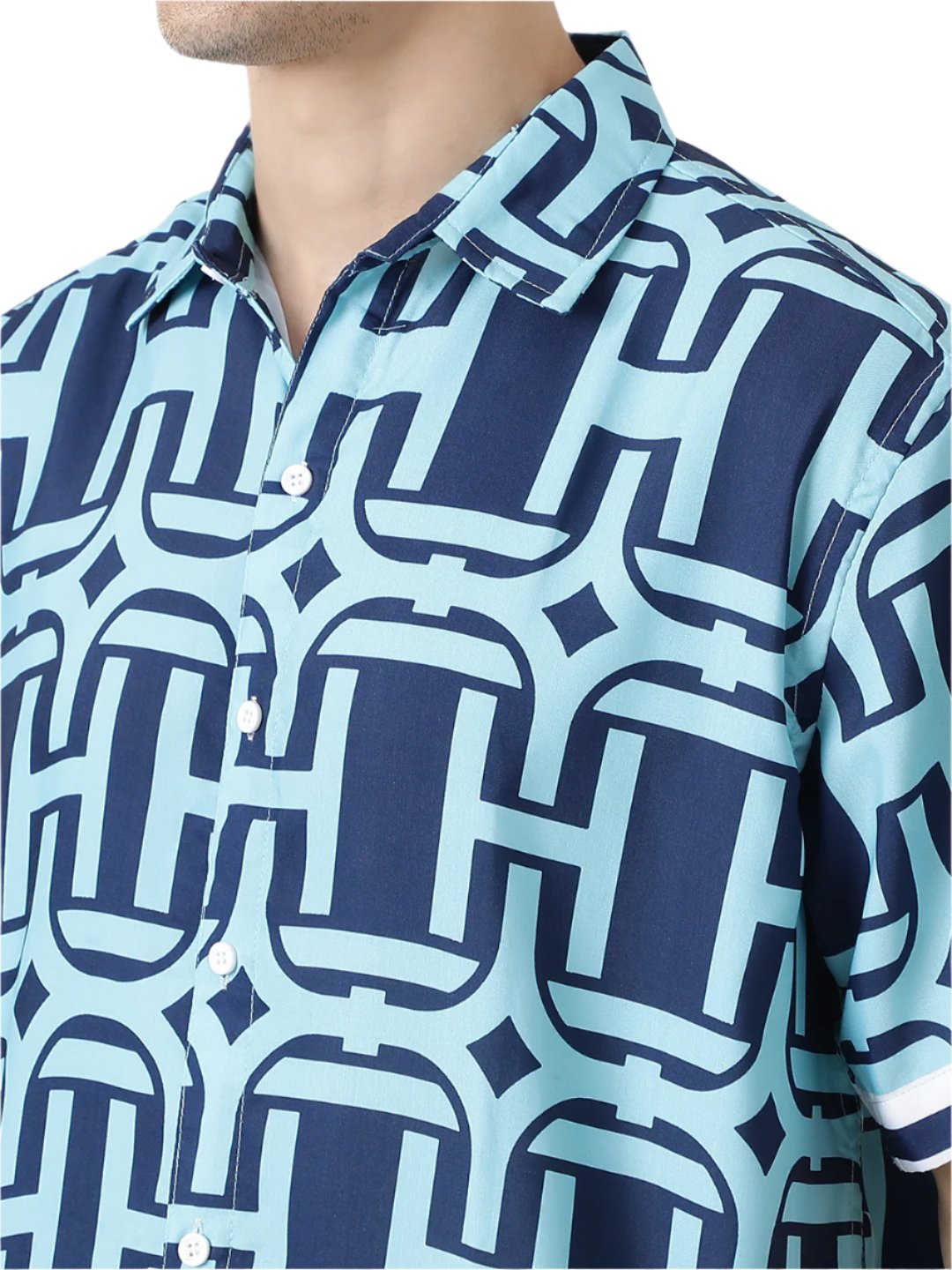 Hemsters Sage Blue Printed Shirt For Men