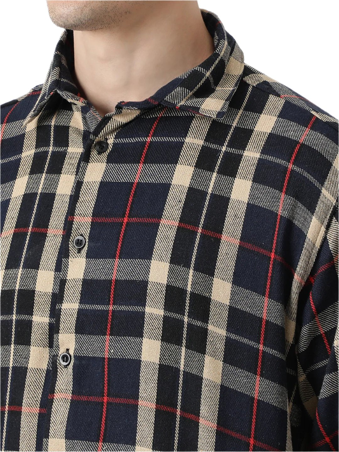 Hemsters Men Navy Blue Full Sleeves Checked Shirt