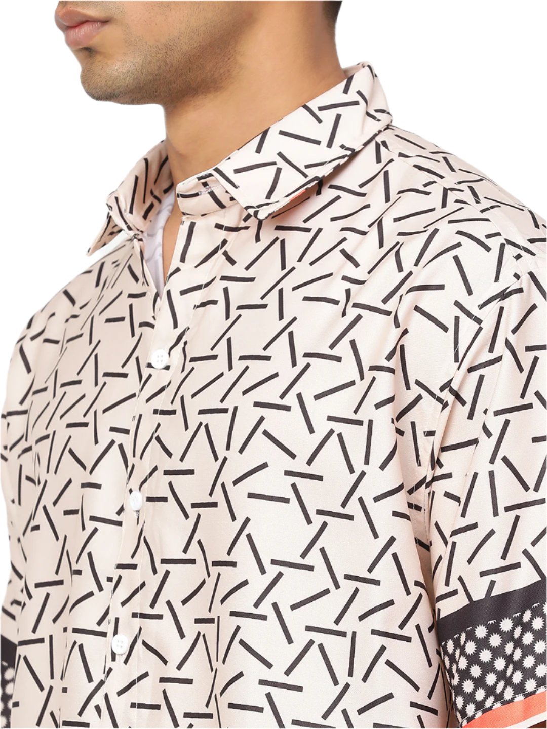 Geometric Print Pink Shirt For Mens