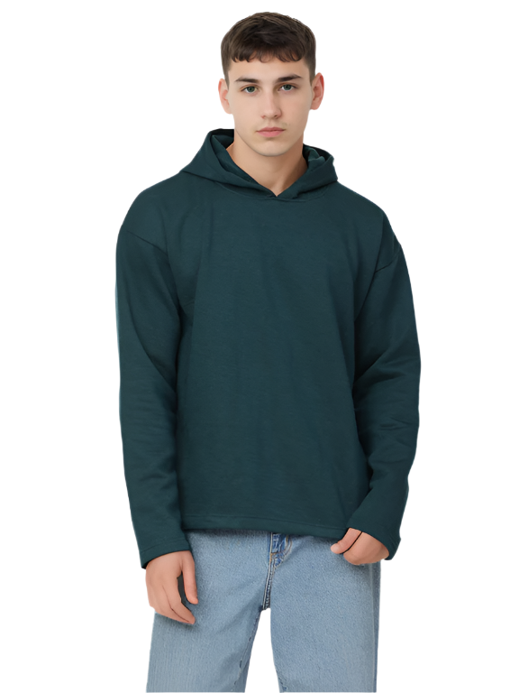 Hemsters dark green Full Sleeve Relaxed Fit Hoodie For Men