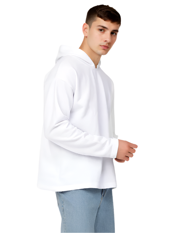 Hemsters White Full Sleeve Relaxed Fit Hoodie For Men