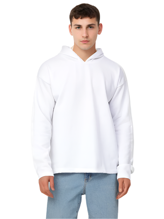 Hemsters White Full Sleeve Relaxed Fit Hoodie For Men