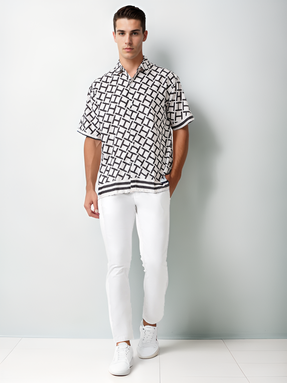 Hemsters Black & White Printed Shirt