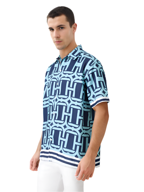 Sage Blue Printed Shirt