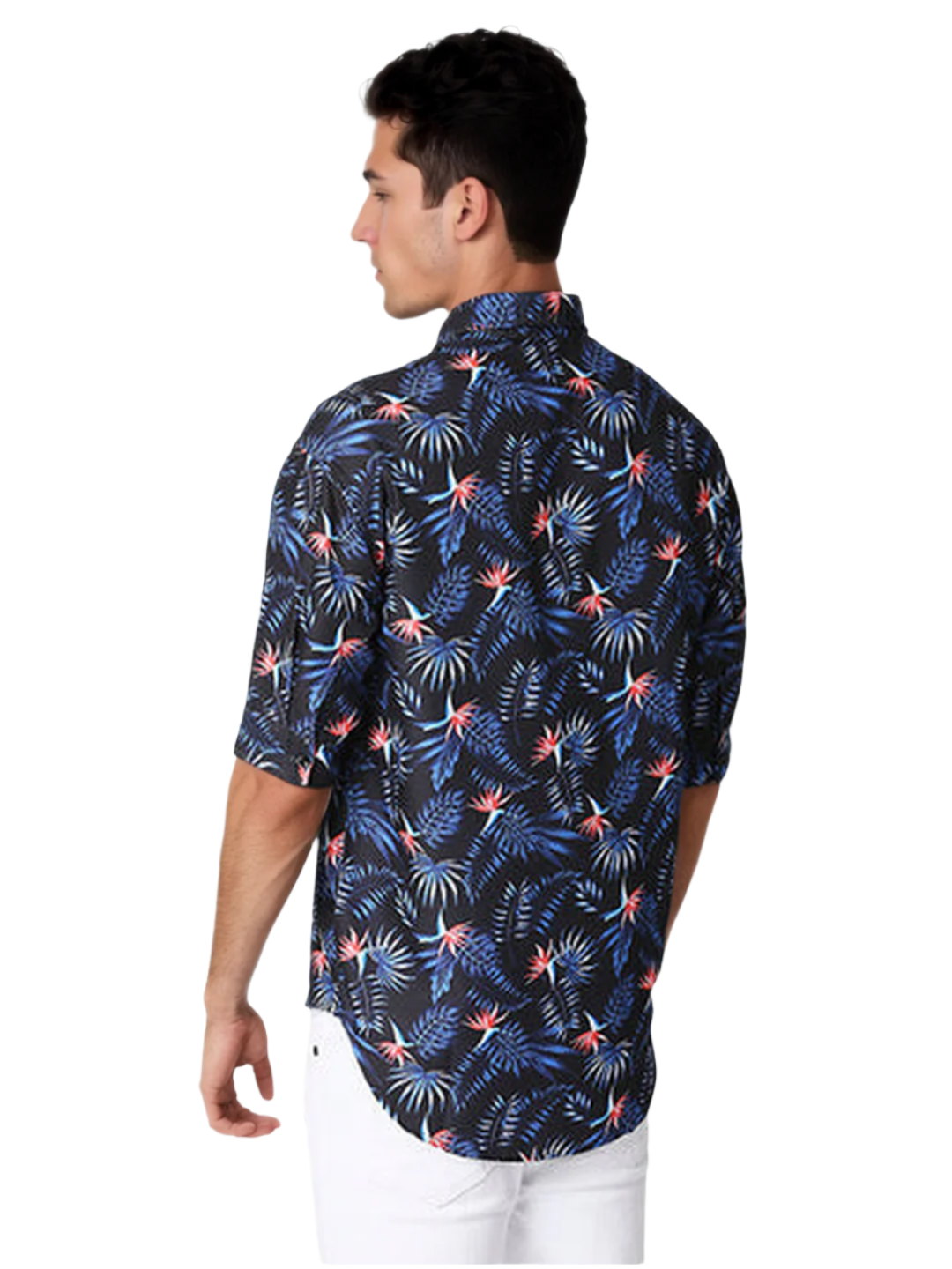 Hemsters Blue Floral Print Half Sleeve Relaxed Shirt