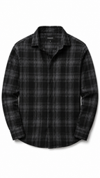 Dark Grey Checkered Relaxed Fit Shirt