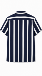 White And Purple Half Sleeve Stripe Shirt