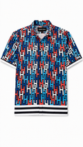 Print Blue color Half Sleeve Relaxed Shirt