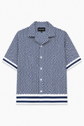 Hemsters Regular Black and White Printed Casual Short Sleeves Shirt