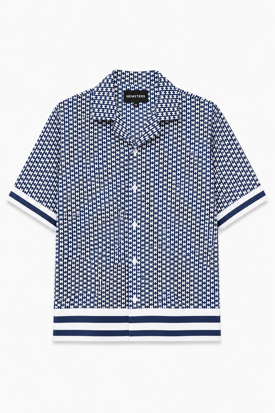 Hemsters Regular Black and White Printed Casual Short Sleeves Shirt