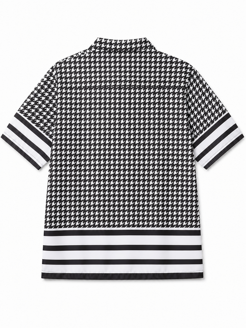 Black & White Print Half Sleeve Relaxed Shirt