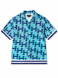 Aqua Blue Printed Half Sleeve Relaxed Shirt