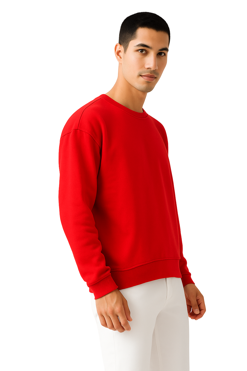 Red Knitted Full Sleevs Sweatshirt