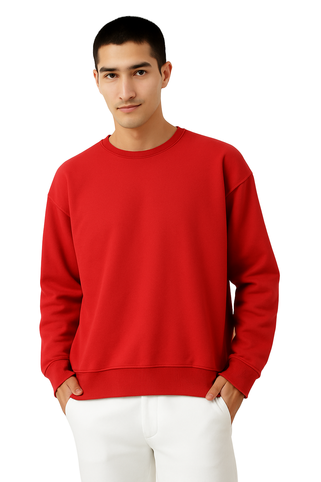 Red Knitted Full Sleevs Sweatshirt