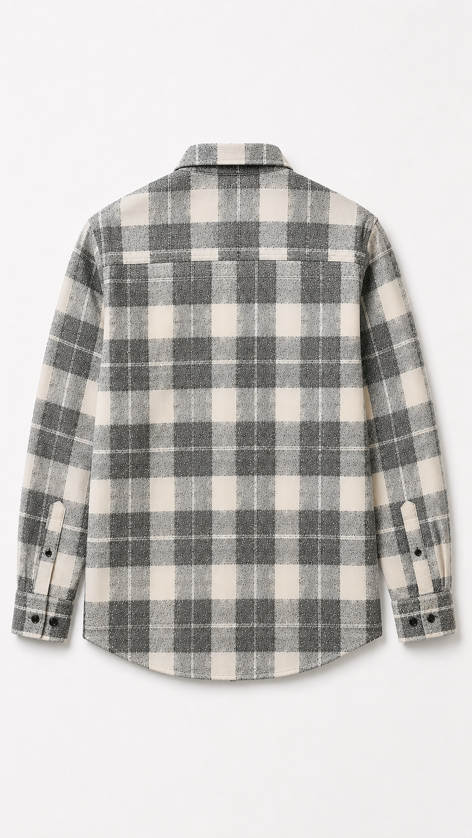 Cream And Grey Relaxed Fit Checkered Shirt