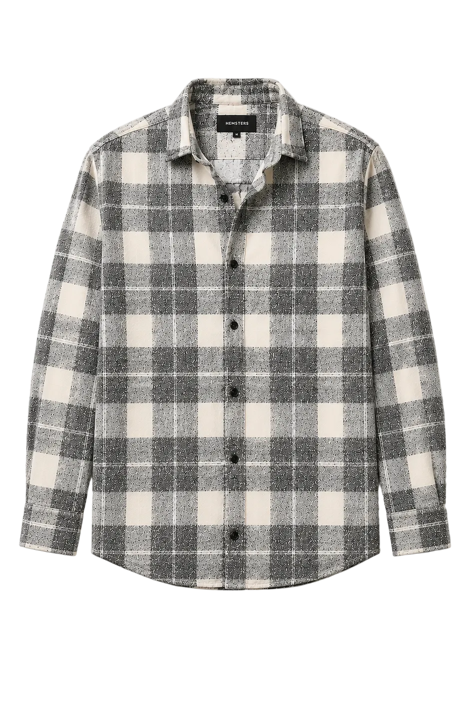 Cream And Grey Relaxed Fit Checkered Shirt