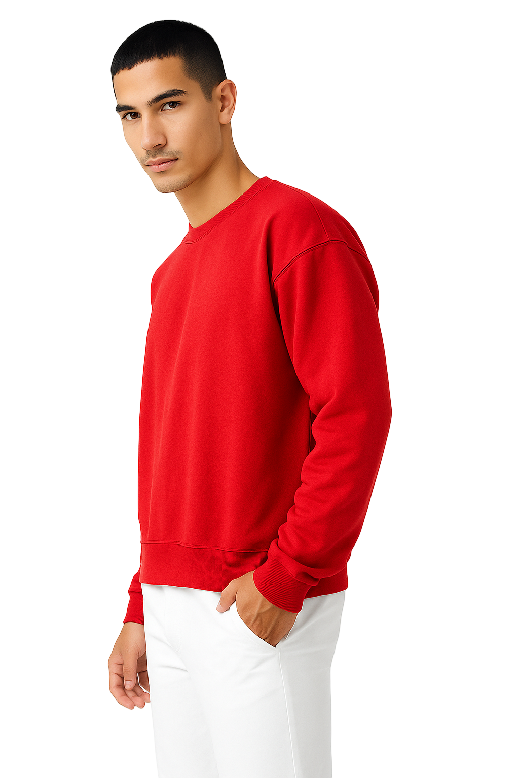 Red Knitted Full Sleevs Sweatshirt