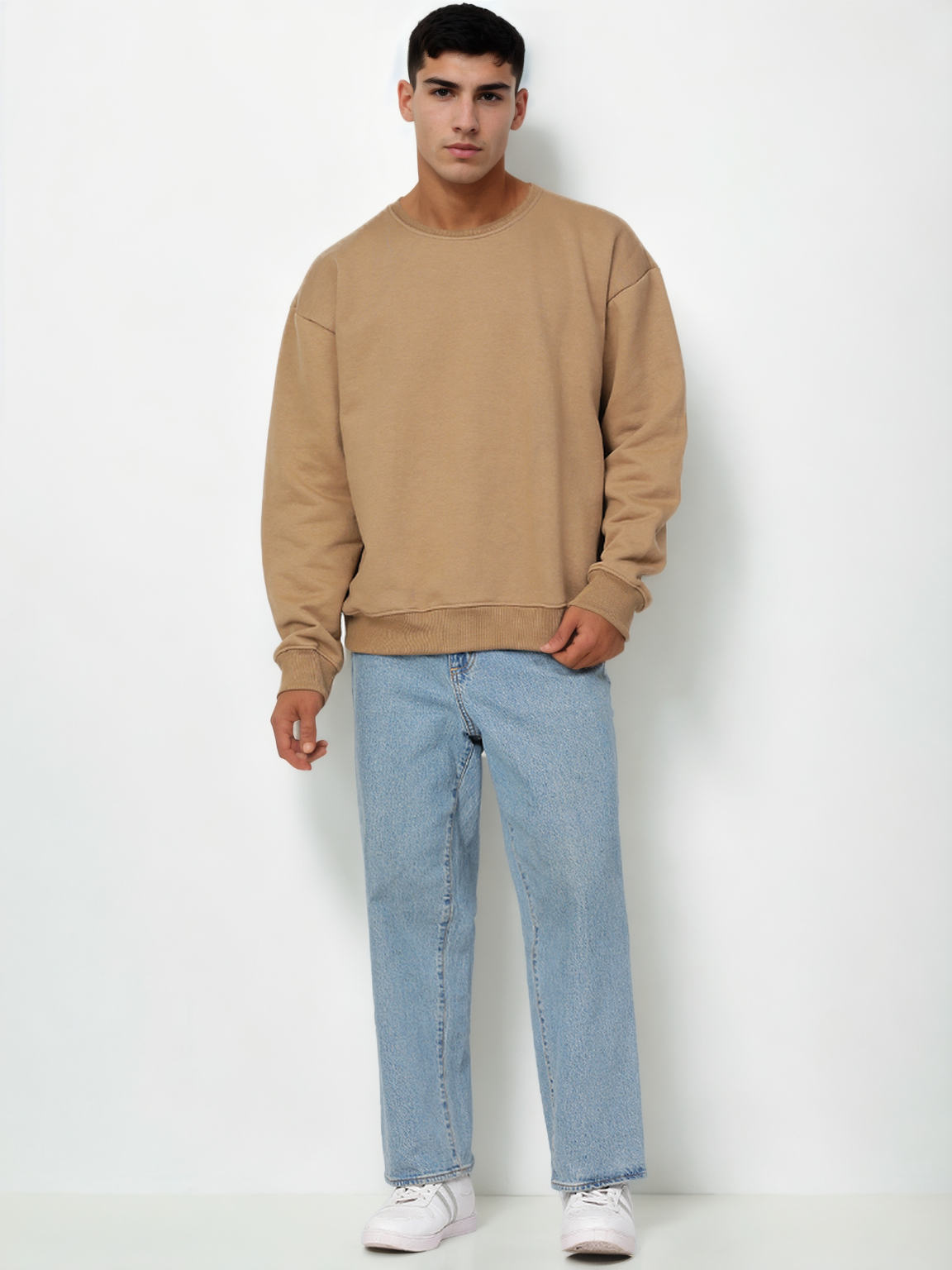Hemsters Brown Knitted Full Sleevs Sweatshirt For Men