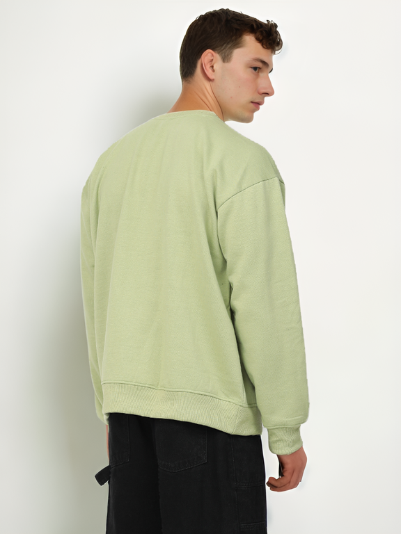 Hemsters Olive Green Knitted Full Sleevs Sweatshirt For Men