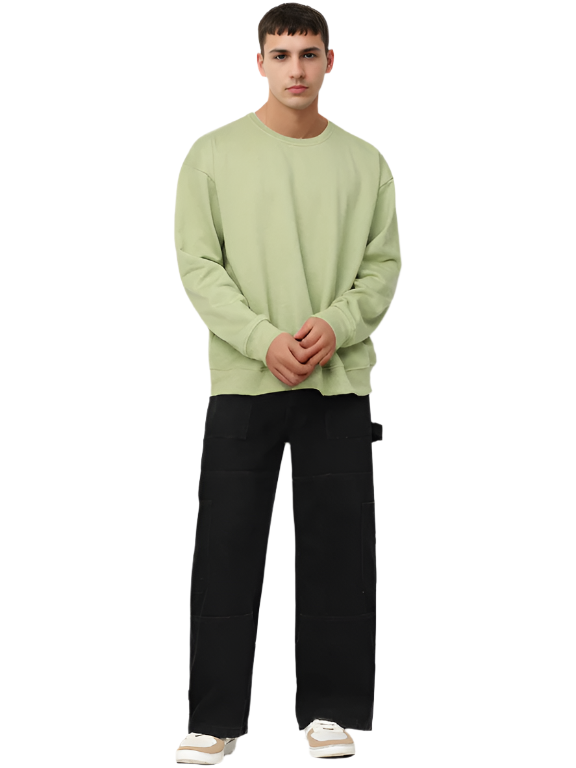 Olive Green Knitted Full Sleevs Sweatshirt