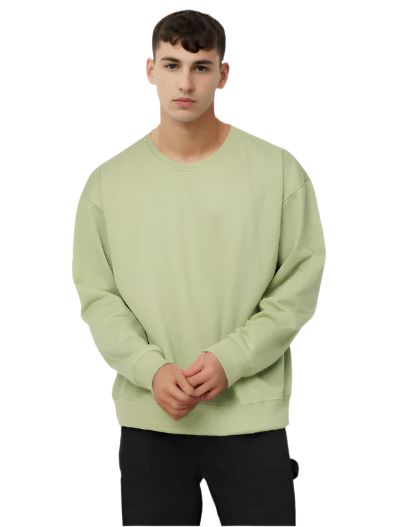 Hemsters Olive Green Knitted Full Sleevs Sweatshirt For Men