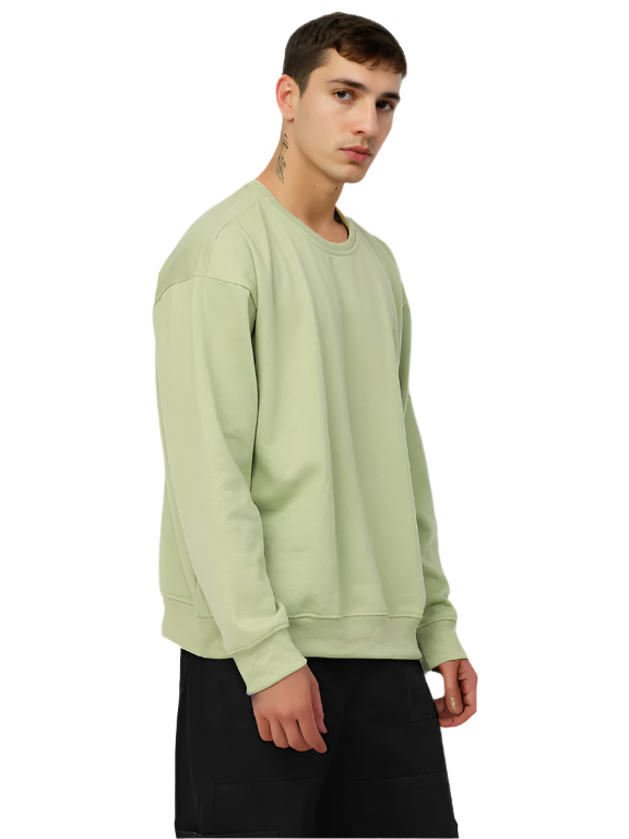 Olive Green Knitted Full Sleevs Sweatshirt