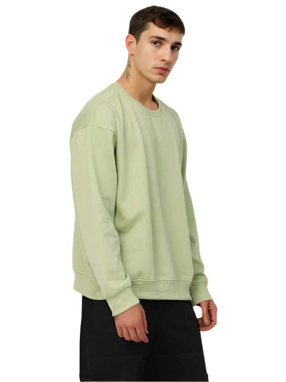 Hemsters Olive Green Knitted Full Sleevs Sweatshirt For Men