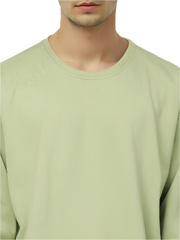 Hemsters Olive Green Knitted Full Sleevs Sweatshirt For Men