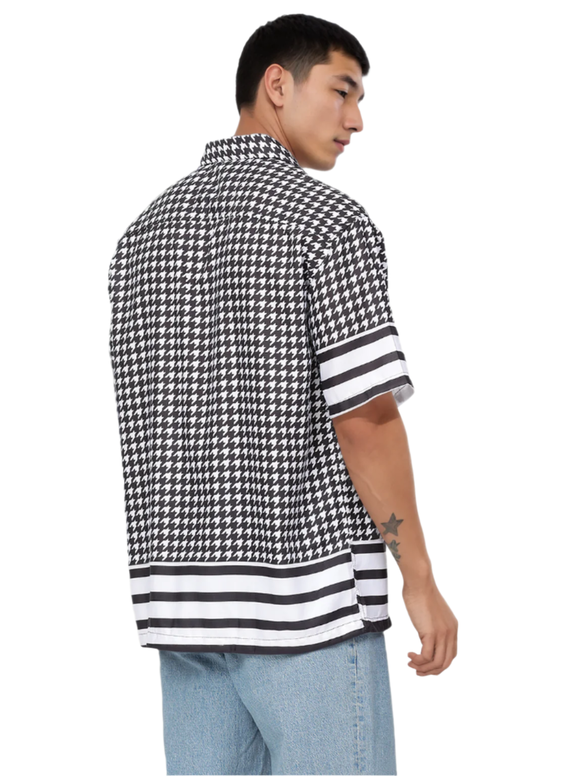 Black & White Print Half Sleeve Relaxed Shirt
